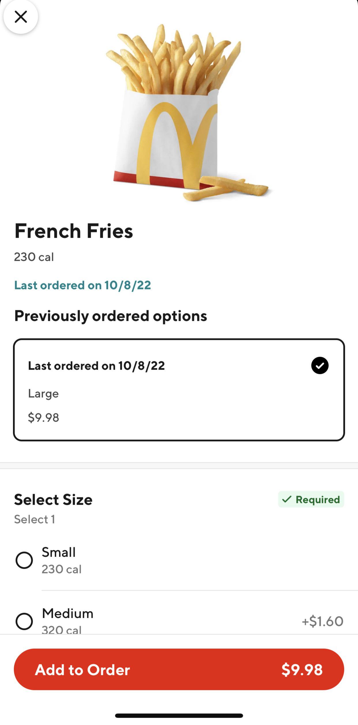 How Much are Large Fries at Mcdonald'S