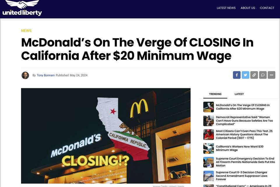 Is Mcdonald'S Leaving California